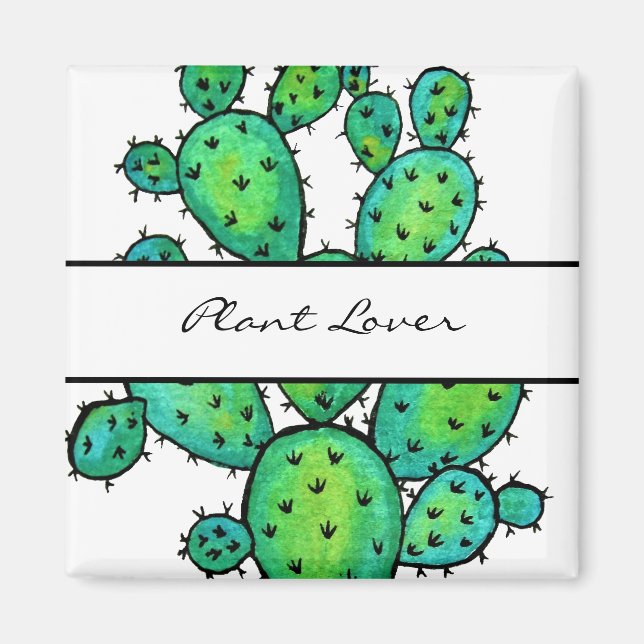 Gorgeous Watercolor Prickly Cactus Magnet (Vorne)