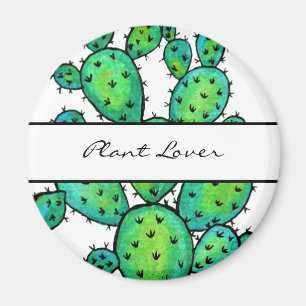 Gorgeous Watercolor Prickly Cactus Magnet