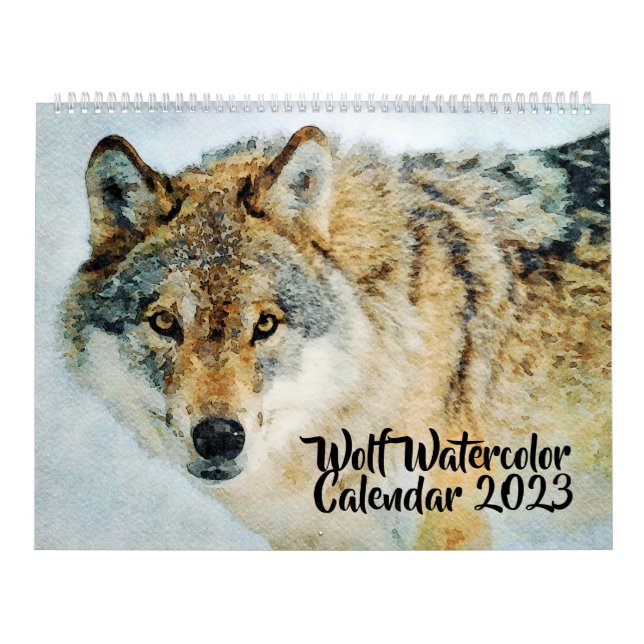 Gorgeous Wolf Wildlife Watercolor Wolves Painting Kalender (Titelbild)