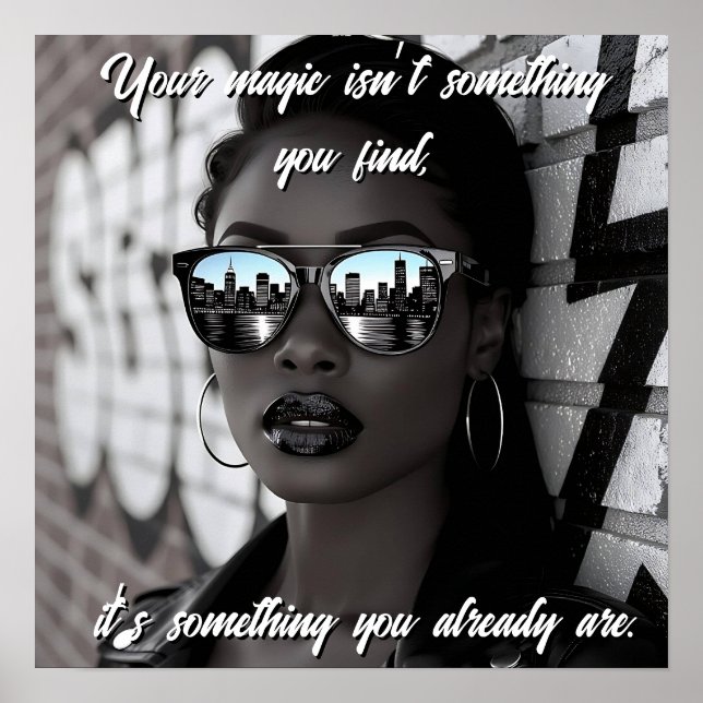 Gorgeous Woman in City with Sunglasses and Quote Poster (Vorne)