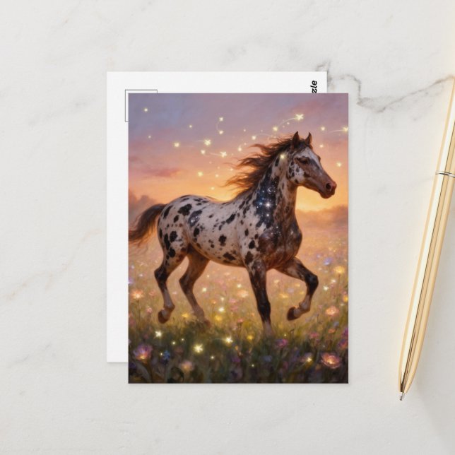 Gorgeous Year of the Horse Appaloosa in Meadow Postkarte (Vorderseite/Rückseite Beispiel)