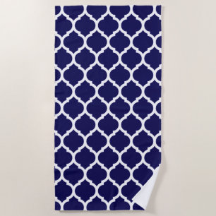 Gorgoeus Blue marokkanisches Quatrefolienmuster Strandtuch