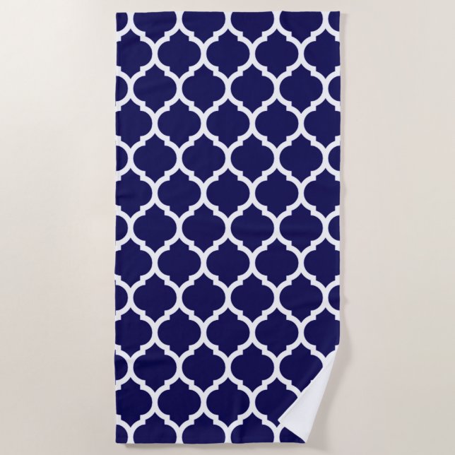 Gorgoeus Blue marokkanisches Quatrefolienmuster Strandtuch (Vorderseite)