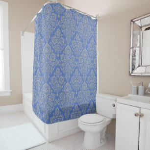 Gorgoeus Blue Stilvoll und elegantes Damask-Muster Duschvorhang