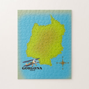 Gorgona Italien Karte Reiseplakat. Puzzle