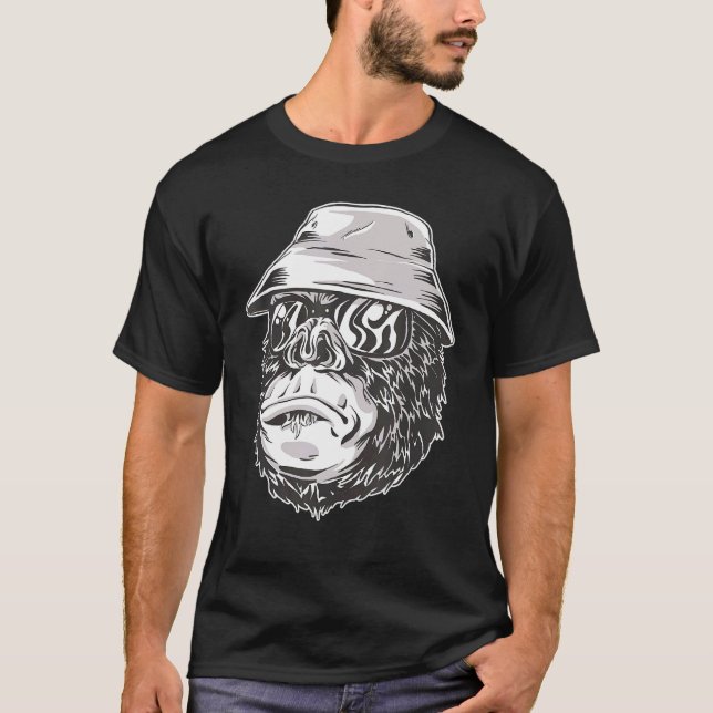 Gorilla Affe Fischer Affe  Gorilla Kinder T-Shirt (Vorderseite)