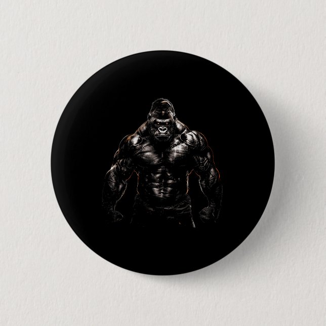 Gorilla-Affe-Gym-Kleidung Bodybuilding-Training Mo Button (Vorderseite)