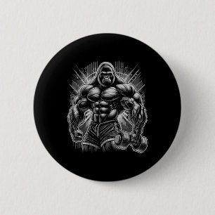 Gorilla-Affe-Gym-Kleidung Bodybuilding-Workout-Mot Button