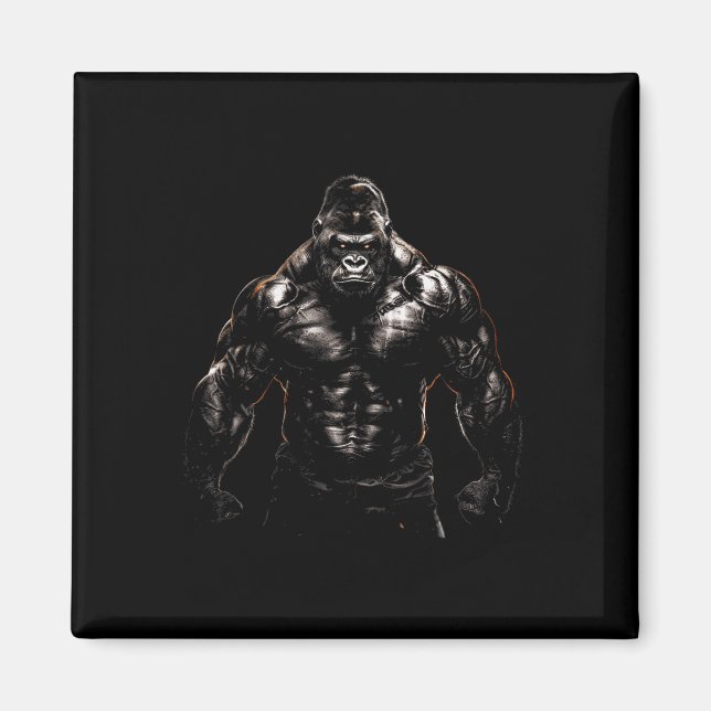Gorilla-Affe-Gym-Kleidung Bodybuilding-Workout-Mot Magnet (Vorne)