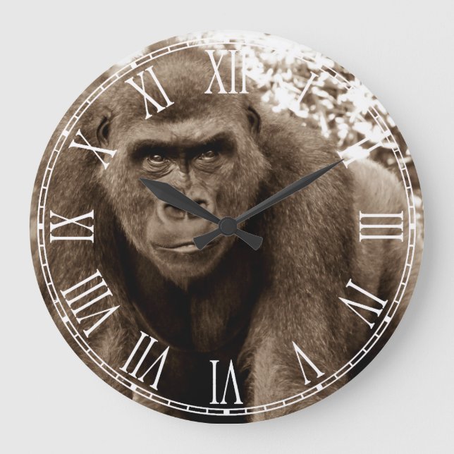 Gorilla-Affen-Primat-Tier-Tier-Foto Große Wanduhr (Vorderseite)