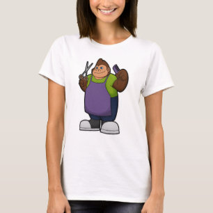 Gorilla als Friseur mit Schere & Kamin T-Shirt
