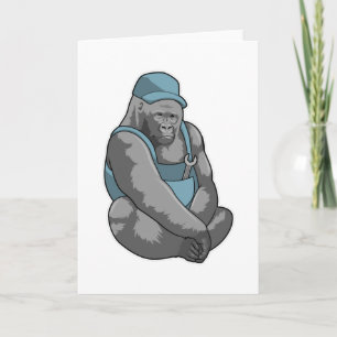 Gorilla als Handwerker mit Schraubenschlüssel Karte