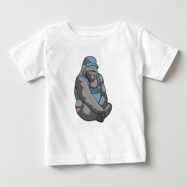 Gorilla als Handwerker mit Wrench Baby T-shirt (Vorderseite)