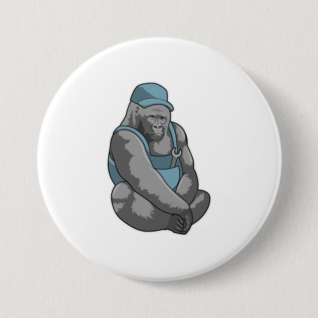 Gorilla als Handwerker mit Wrench Button (Vorderseite)
