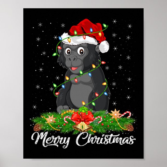Gorilla Animal Lover Matching Weihnachtsmannmütze  Poster (Vorne)