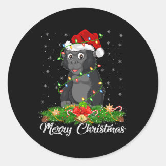 Gorilla Animal Lover Matching Weihnachtsmannmütze Runder Aufkleber