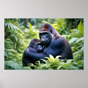 Gorilla Animal Nature Zuneigung Gekümmert Poster