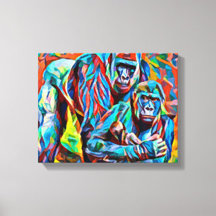 Gorilla Ape Abstrakte Dschungeltiere Kunst Leinwanddruck