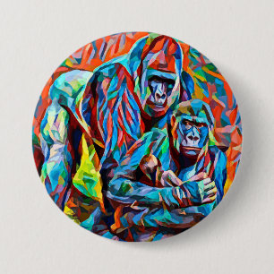 Gorilla Ape Abstrakte Tiere Kunst und Kultur Button