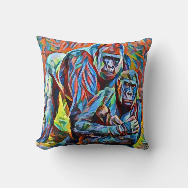 Gorilla Ape Abstrakte Tiere Kunst und Kultur  Kissen (Vorderseite)