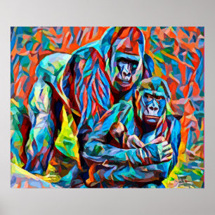 Gorilla Ape Abstrakte Tiere Kunst und Kultur Poster