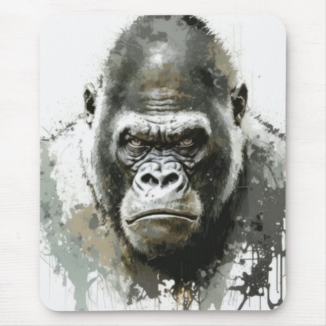Gorilla Ape Animal Painting Wildlife Forest Mousepad (Vorne)