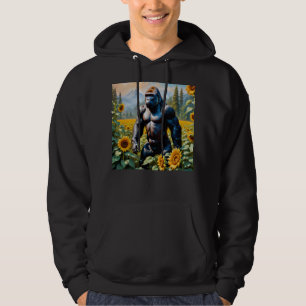 Gorilla Ape in einem Feld der Sonnenblumen Hoodie