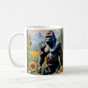 Gorilla Ape in einem Feld der Sonnenblumen Kaffeetasse