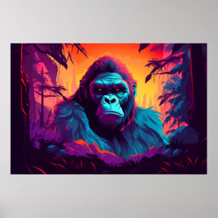 Gorilla Ape Tierwelt Jungle Natur Wilderness Poster