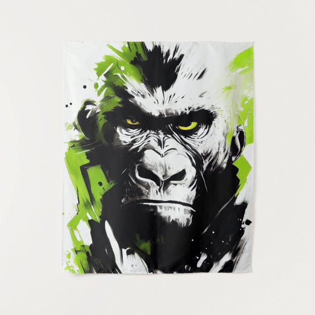 Gorilla Ape Wild Nature Free Spirit Art Malerei Wandteppich (Vorderseite)