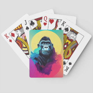 Gorilla Ape Wild Nature Tierfarben Malerei Spielkarten