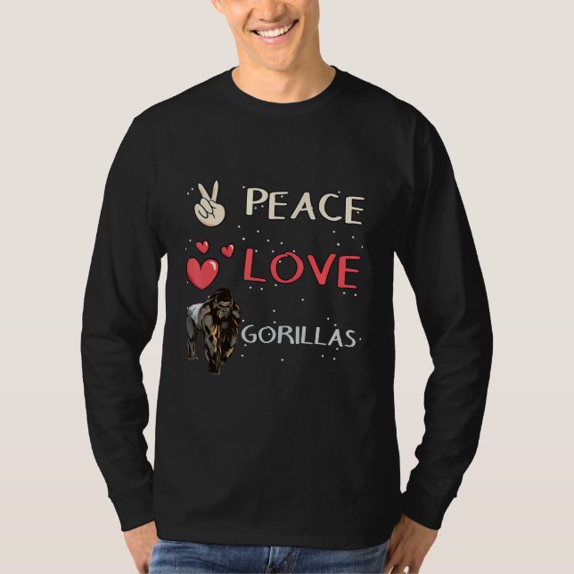 Gorilla Apes Peace Liebe T-Shirt (Vorderseite)