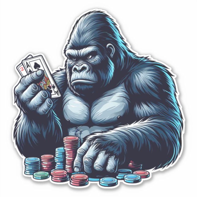 Gorilla Apples Spielkarten Poker Spielkasino Aufkleber (Vorderseite)