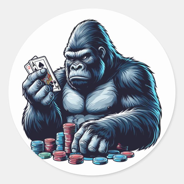 Gorilla Apples Spielkarten Poker Spielkasino Runder Aufkleber (Vorderseite)