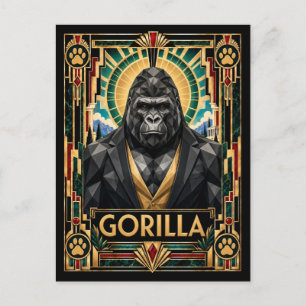 Gorilla, Art Deco Wildtiere Postkarte