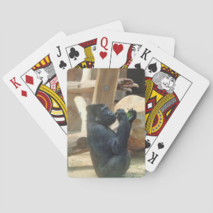 Gorilla aß sein Mittagessen, Tier, Wildnis, Ape Spielkarten