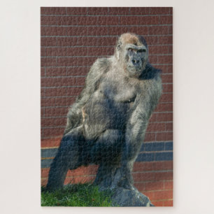 Gorilla auf einem Felsen Puzzle