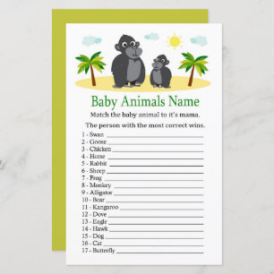 Gorilla Baby Animals Name Game