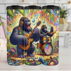 Gorilla Band im Dschungel Thermosbecher
