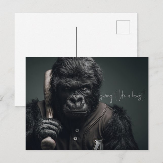 Gorilla Baseball Player Postkarte (Vorne/Hinten)