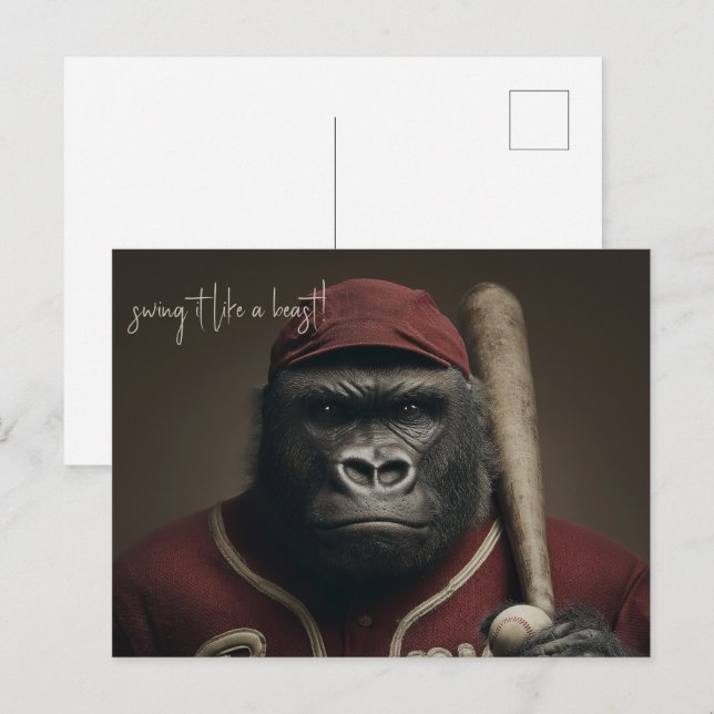 Gorilla Baseball Player Postkarte (Vorne/Hinten)