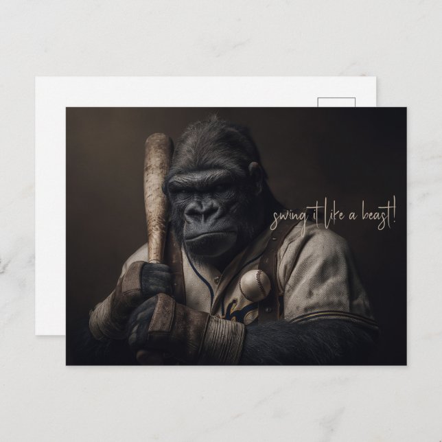 Gorilla Baseball Player Postkarte (Vorne/Hinten)
