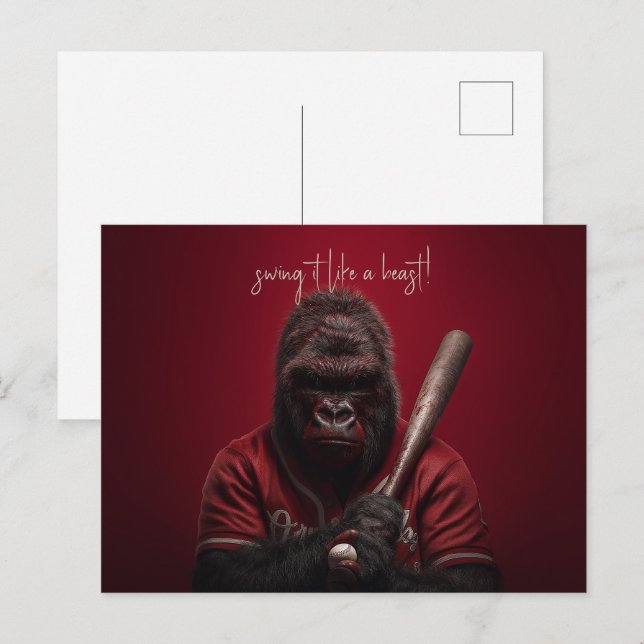Gorilla Baseball Player Postkarte (Vorne/Hinten)