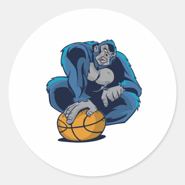 Gorilla Basketball Runder Aufkleber (Vorderseite)