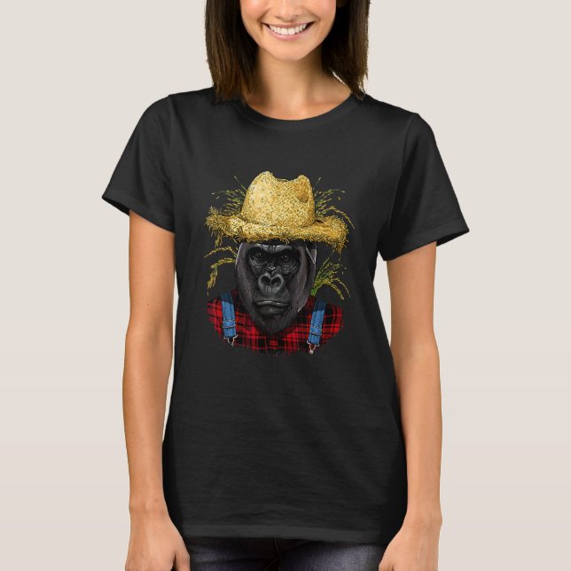 Gorilla-Bauer Landwirtschaft Ackerbau Rancher Affe T-Shirt (Vorderseite)