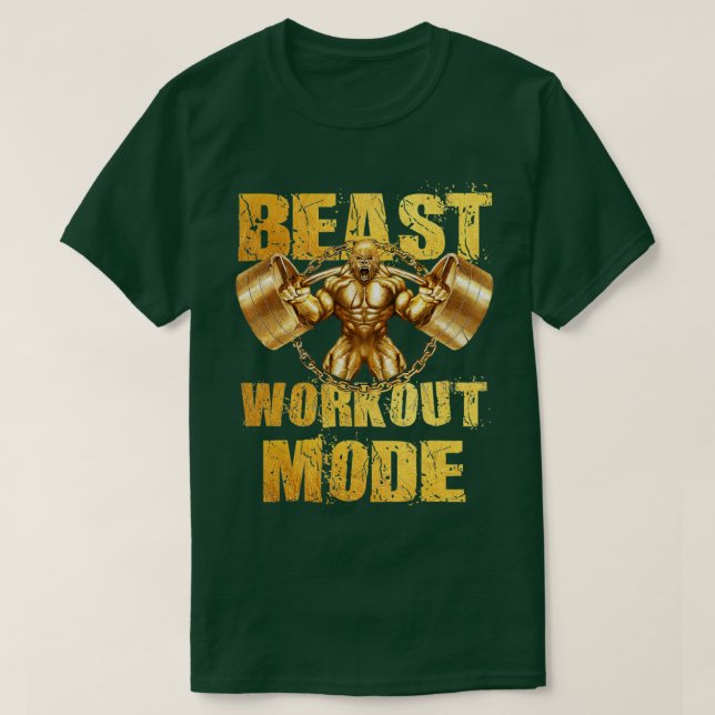 Gorilla Beast Workout Mode Gold Lifting Weights Gy T-Shirt (Design vorne)