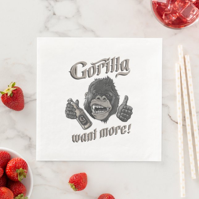 Gorilla Beer White Paper Napkin Serviette (Beispiel)