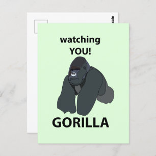 Gorilla beobachtet euch den Funny Gorilla Postkarte