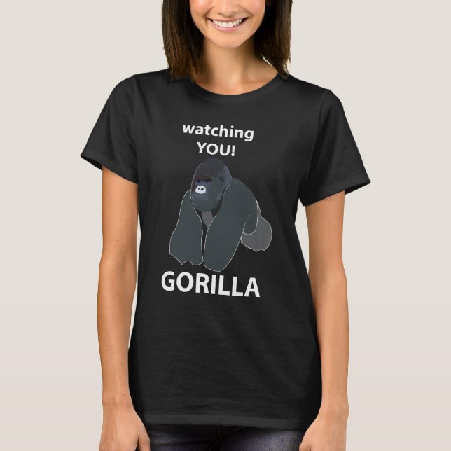 Gorilla beobachtet euch den Funny Gorilla T-Shirt (Vorderseite)