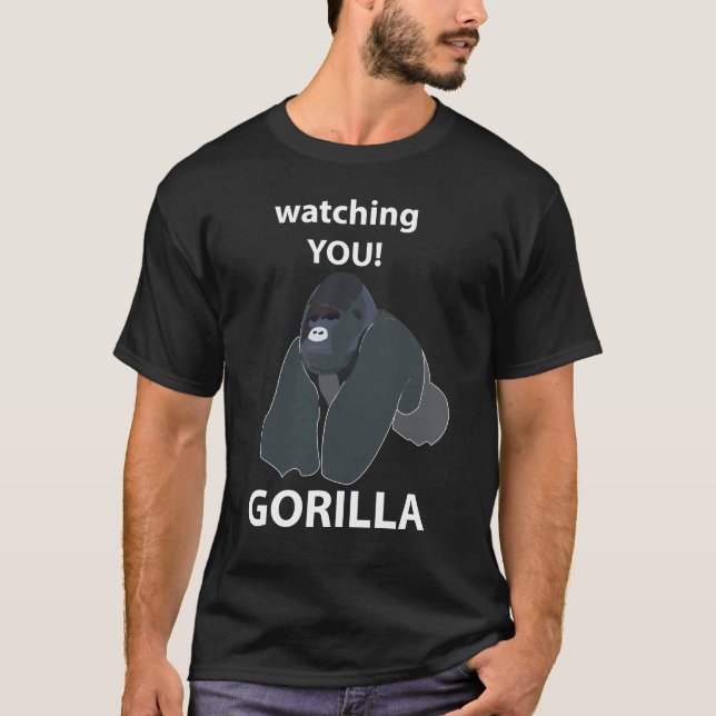 Gorilla beobachtet euch den Funny Gorilla T-Shirt (Vorderseite)